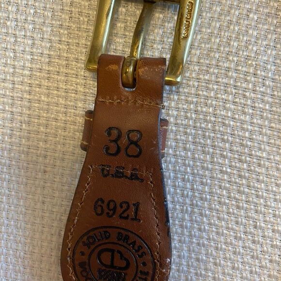 Vintage retro Dooney and Burke navy wool and leather belt brass buckle 90s